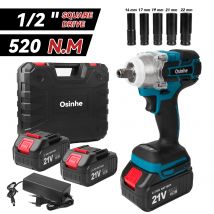 Osinhe 520N.M Chiave a percussione elettrica senza spazzole Cordless Coppia elevata 1/2 pollici Cacciavite Chiave Trapano Set di bussole per Makita 18V