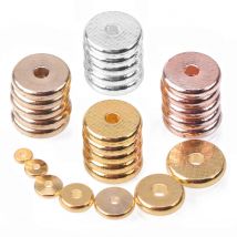Massives Messing, metallbeschichtet, goldfarben, Roségoldfarbe, flach, rund, 4 mm, 6 mm, 8 mm, 10 mm, 12 mm, 14 mm, lose Distanzperlen für die Schmuckherstellung