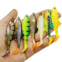 3 Stück 6,5 cm künstliche Angelköder, weicher Angelköder mit T-Schwanz und Augen, Outdoor-Angelzubehör