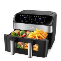 OYAJIA 10L Touch Screen Dual Basket Air Fryer with Viewable Window, 60 Min Timer, 80°C-200°C, 8 Preset Cooking Modes