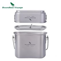 Grenzenlose Reise Titan hängende Topf Tasse Kochset mit Deckel Klapp griffe Outdoor Camping Kochgeschirr Mess Kit 1500ml 600ml