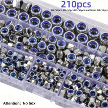 210/150 szt. nakrętek sześciokątnych antypoślizgowych M3-M8, pełny gwint, antypoślizgowe, klasy 8, z blokadą bezpieczeństwa, do zastosowań przemysłowych/budowlanych/elektronicznych/automobilowych