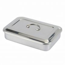 Stainless Steel Dental Sterilization Box, Autoclavable Surgical Instrument Tray with Cover for Clinic Tools Disinfection & Stora