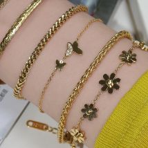 XS-004 Exquisite Peach Heart Chain Gold Color Stainless Steel Women's Jewellery Bracelet