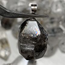 Natural Herkimer Diamond Pendants Women Men Petroleum Quartz Healing Beads Black Graphite Inclusion Rainbow Flash Clear Crystals
