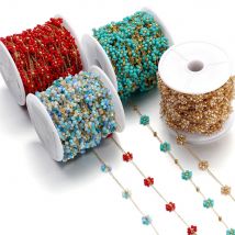 1 Meter/los Edelstahl Perle Geflochtene Blumen Flache Gliederketten für DIY Handgemachten Schmuck Armband Halskette Zubehör