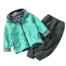 Children's Polar Fleece Hoodie Jacket Autumn Girl Long Sleeve Warm Boy Suit 2-10 Years Old Jacket Boys Clothes Sweater Top Pants