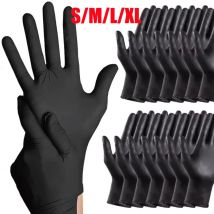 100/50/10 Stück schwarze Nitrilhandschuhe, wasserdichte Einweg-Tattoo-Handschuhe für Reinigungshandschuhe, Tattoo-Friseurwerkzeug, Größe S/M/L/XL