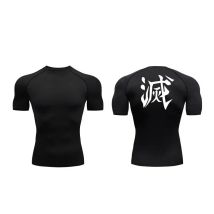 Sommer Dämon Slayer Print Herren Kompression shemd Langarm Fitness Workout Kurzarm schnell trocknende Sport T-Shirt Top S-3XL