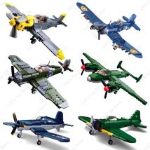 Sluban Military WW2 Planes Soviet Union TU-2 Bomber BF 109 Fighter Aircraft Building Blocks Brick Army Soldier Classic Model Toy