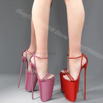 Rote Plattform Stiletto sexy Sandalen Knöchel Schnalle solide britischen Stil Party lässig Frauen Mode Schuhe 2024 Zapatos Para Mujere