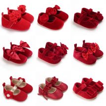 Rote Babyschuhe, Prinzessin, modische Turnschuhe für Kleinkinder, weiche Sohle, rutschfeste Lauflernschuhe für 0–1 Jahre alte Babys, Tanzschuhe
