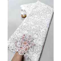 2025 African Nigerian High-Quality Embroidery Lace Fabric Tulle Sequins Organza  for Wedding Party Dresses 5Yards XL122