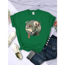 Jurassic Samurai Ukiyo E weibliche T-Shirts Straße Persönlichkeit Kurzarm atmungsaktiv Harajuku Tops All-Mathe lässige Damen bekleidung