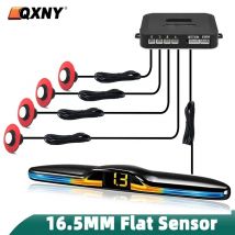 QXNY 4 Parking Sensors Kit  Flat 16.5mm Parktronic Reversing Backup Radar Recoil Auto Detector  Assistance Buzzer Automobile