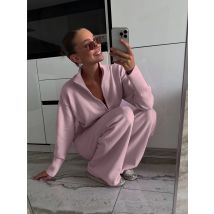 Hirsionsan 2025 Autumn New Collar Double Headed Zipper Knitted Pants Set Fashionable Slimming and Casual Two Piece Set