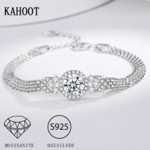S925 Silber Moissanit Rundes Kuchenarmband Französischer sanfter Stil Modisches und vielseitiges Valentinstagsgeschenk für Freundinnen und