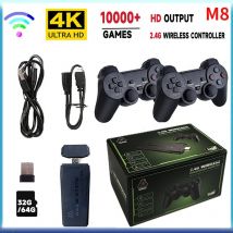 Gry wideo Sticks M8 Console 2.4G Dual Wireless Controller Game Stick 4K 10000 gier 64GB Retro gra