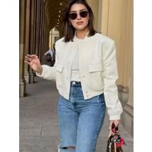 HH 2024 herbst Weibliche Mode Bomber Jacke Lange Ärmel Einreiher Solide Zipper Fly Casual Mäntel Straße Oberbekleidung