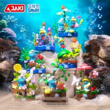 Klocki konstrukcyjne Smurfi Ocean Blind Box, model krajobrazu naturalnego, ozdoby na biurko, puzzle dla nastolatków, zabawki DIY, prezenty niespodzianki.