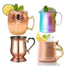 Gehämmerter, kupferbeschichteter Edelstahl-Moscow-Mule-Becher, Trommelförmiger Bierbecher, Kaffeetasse, Wasserglas, Trinkgeschirr