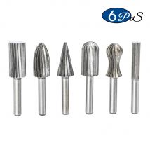 NINDEJIN 6pcs/set carbide rotary file 1/4"inch shank carbon steel burr set rotary tool for woodworking drilling metal carving