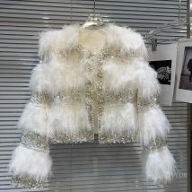 2024 Winter Kurze Stepp Mantel Frauen Neue Licht Luxus Perle Pailletten Perle Innere Gepolsterte Baumwolle Flauschigen Jacke Top für Dame