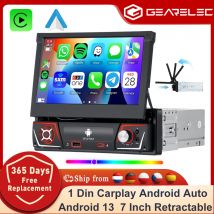 1 Din Autoradio Carplay Android Auto Universale 7 "IPS Schermo Retrattile Navigazione gps 1 Din Android 13 Lettore Video Multimediale