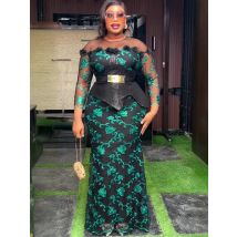 Plus Size African Party Long Dresses for Women 2025 New Luxury Embroidery Sequin Robe Elegant Muslim Wedding Evening Gown