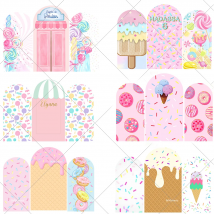 Candy Party Arch Backdrop Cover Lollipop Ice Cream Donuts Girl Baby Shower Birthday Party Decor Arched Wall Cake Table Banner