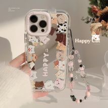 Galvanisierte Spiegel-süße Katzen-Handyhülle für iPhone 14, 13, 11, 12, 15 Pro Max, XS, XR, XS, max, weiches Bumper-Silikon mit Umhängeband