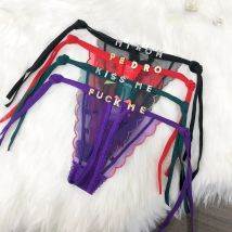 Sexy Lady Custom Unterwäsche, personalisierter Namensbrief, G-String, transparente Spitze, bestickte Tangas, individuell mit Namenshöschen