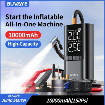 BUVAYE 10000mAh Jump Starter 12V Car Battery Starter with 150PSI Air Compressor Tire Inflator Portable Jump Box for Vehicle Tire