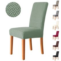 1PC Jacquard Dining Chair Cover Stretch Chairs Covers Elastic Solid Color Seat Slipcovers for Kitchen Hotel Banquet Wedding