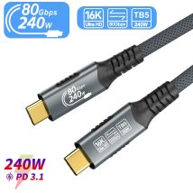 Cavo USB-C 16K Trasferimento dati 80 Gbps 8K a 60 Hz PD240W Ricarica rapida per Thunderbolt 5/4/3 USB4 Telefono Tablet Laptop Full-Featured