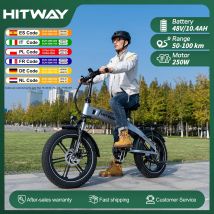 Bici elettrica HITWAY 20 * 4,0", batteria 48 V 10,4 Ah fino a 50-100 km, bici elettrica con pneumatici grassi da 250 W, biciclette elettriche pieghevoli