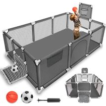 Laufstall für Babys und Kleinkinder, 182 cm x 122 cm, mit Basketballkorb-Ständerringen, rutschfeste Basis, faltbarer Baby-Laufstall für Babys und Kleinkinder