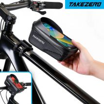 TAKEZERO A2X Borsa da bicicletta con guscio rigido in EVA per mountain bike - Borsa per barra anteriore a sgancio rapido per supporto su manubrio, attrezzatura da ciclismo
