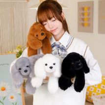 30 cm Kawaii Black Puppy Plüschtier, süßer liegender Hund, weiches gefülltes Puppenkissen, schönes Geburtstagsgeschenk für Kinder