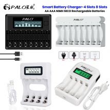 PALO 4/8 Slot 1.2V Caricabatteria Intelligente Display LCD per AA AAA NiCd NiMh Batteria Ricaricabile LR03 LR06 Batterie Ricarica Veloce