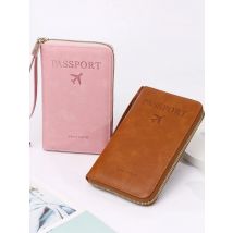 Unisex Men Women Zipper Travel Multi-Function Passport Holder Cover Case Wallet PU Leather Ticket Protective Travel Accessories