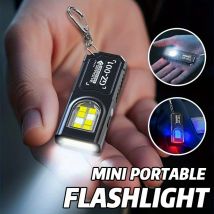 Potente Mini llavero LED COB, linterna USB C recargable, luz de trabajo colgante, llavero impermeable, lámpara de bolsillo para caminar y acampar