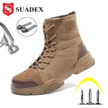 SUADEX Stahlkappenstiefel für Herren, Arbeitsstiefel, unzerstörbare Arbeitsschuhe, Wüstensicherheitsstiefel, Sicherheitsschuhe, Größe 36–48