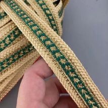 1 Yard grünes 2,2 cm Spitzenbesatzband, Jacquard-Goldbarren mit arabischen Robe im ethnischen Stil, Kleidungsstück, Stickerei, Stoffzubehör