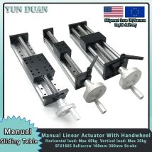 100mm-300mm Corsa SFU1605 C7 Vite a ricircolo di sfere Attuatore lineare manuale Tavolo scorrevole Volantino da palco Guida lineare per stampante 3D CNC 60KG
