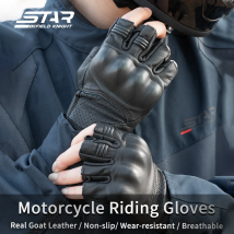 SFK Halbfinger-Motorradhandschuhe, Sommer, atmungsaktiv, echtes Ziegenleder, rutschfest, verschleißfest, Reitschutzausrüstung