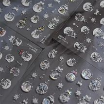 1 stücke Bronzing Weihnachten Nagel Aufkleber Nette Gold Weiß Schneeball Klebstoff Nail art Aufkleber Laser Nägel Dekoration Teile Aufkleber DIY