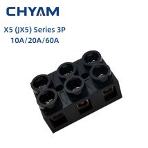 3P Dual Row Black Terminal Blocks X5 JX5 Series 10A 20A 60A Bass Fixed Type Connector Base Connection