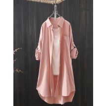 Camicia bianca moda coreana donna 2023 camicia longuette traspirante allentata primavera estate e camicetta camicie lunghe semplici in tinta unita da donna