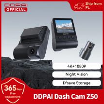 DDPAI Dash Cam Z50 delantera y trasera 4K, cámara para coche con 2160P frontal + 1080P trasera, GPS WiFi incorporado, cámara de salpicadero dual para coches